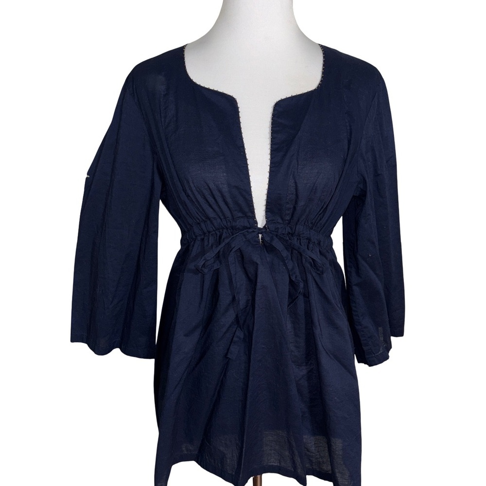 J. Crew Midnight Blue Gathered Blouse